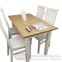 Стол обеденный Мадрид 120 массив сосны (бейц-масло/белый воск)