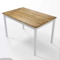 Стол обеденный Оскар 120 массив сосны (белый лак/браун)