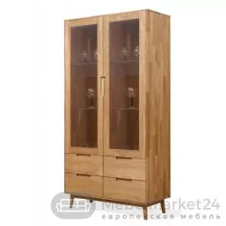 Шкаф с витриной СКАНДИ 2 из массива дуба