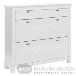 Тумба 21 Рауна для обуви из массива сосны (белый воск)